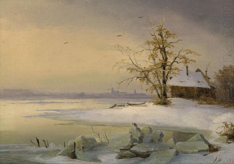 Blick uber die Havel auf das winterliche Brandenburg., Theodor Hosemann